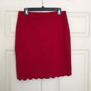 Banana Republic red scalloped edge skirt